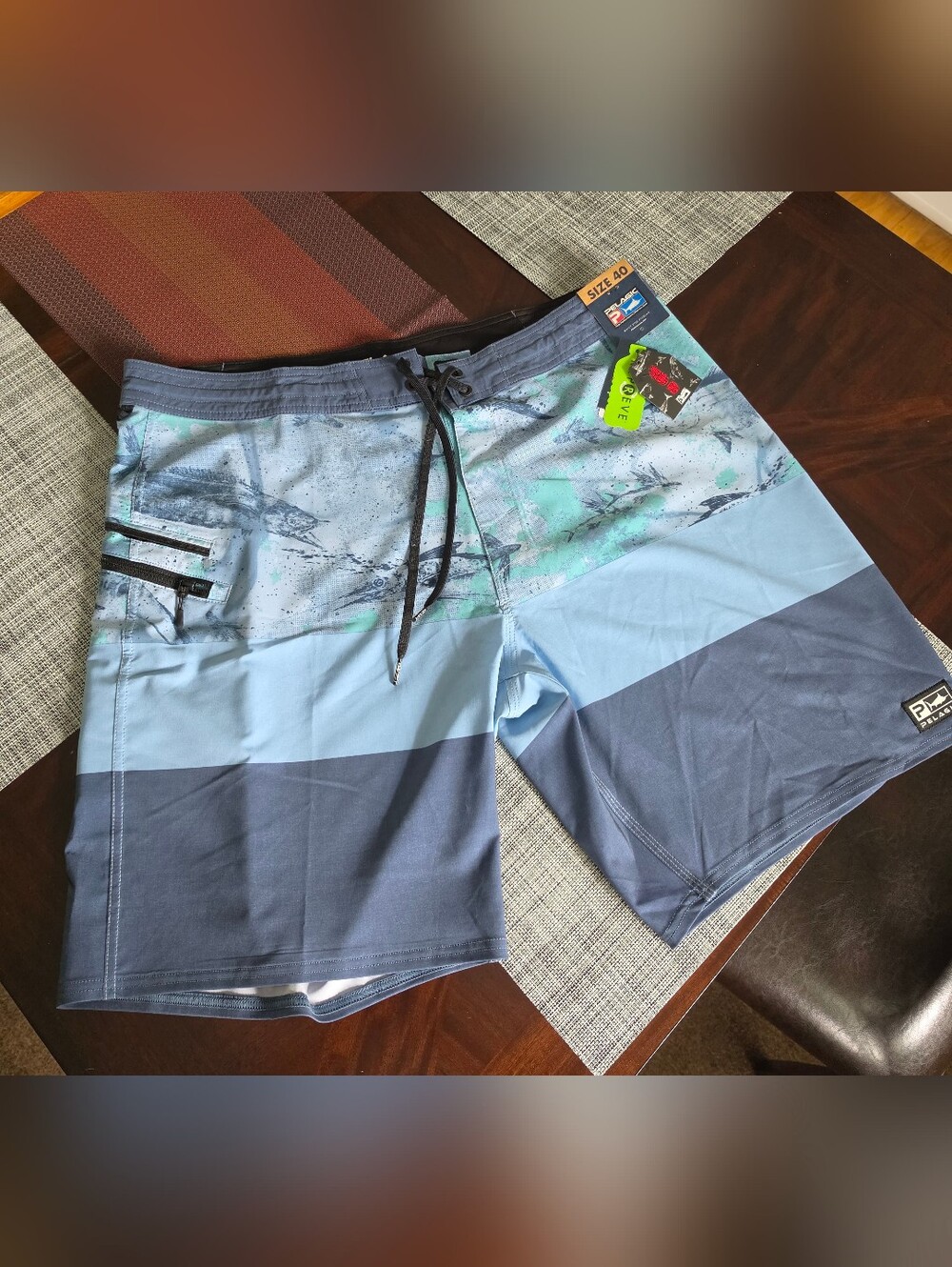 Pelagic Strike Men's Blue Swim Board Shorts Size 40